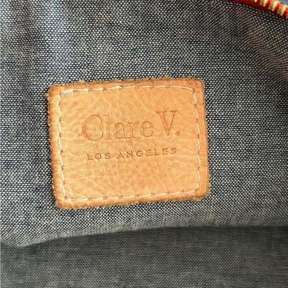 CLARE V. Los Angeles Anthropologie casual Navy blue suede clutch handheld purse - Picture 15 of 16